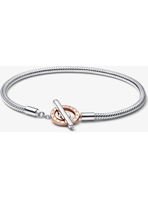 Lines Bijuteri Moments Iki Renkli Logo T-Bar Yılan Zincir Bileklik