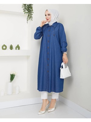 Pamuk Butik Kadın Yaka Detaylı Düğme Kapamalı Kot Kap