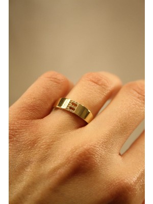 Yenigün Kuyumculuk 14 Ayar Altın Kadın E Harfli Taşlı Yüzük