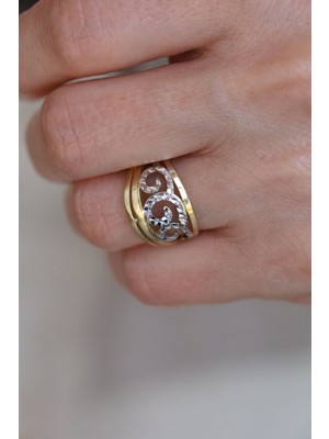 Yenigün Kuyumculuk 14 Ayar Altın Kadın Dalga Işıltılı Anne Yüzük