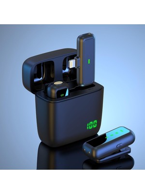 Woodhub Slr Aksesuarları Yaka Mikrofonu Iphone Lightning Uyumlu Kablosuz Klipsli Yaka Mikrofonu J11 Siyah