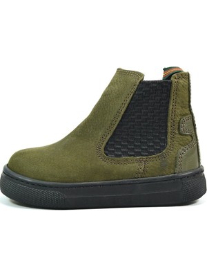 Onlo Ayakkabı R.246  Deri Haki Fermuarlı Kürklü Ortopedik Erkek Bebek Bot