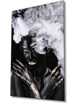 Miyrem  Miyrem Glasses Collection -A1^#  Siyahi Altın Hatlı Kadın Dumanlı Cam Tablo Temperli Dayanıklı Cam