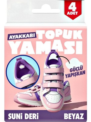 Geseus Ayakkabı Topuk Yaması Ayakkabı Tamir Yaması Sunni Deri Kendinden Yapışkanlı-Beyaz