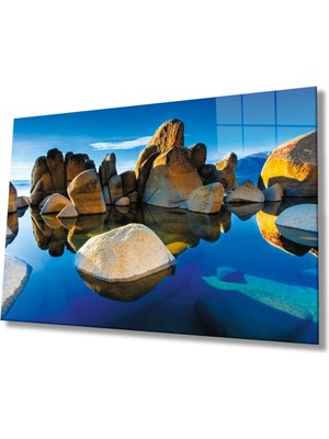 Miyrem  Miyrem Glasses Collection -A1^#  Dağ Yansıma Manzara Cam Tablocam Tablo