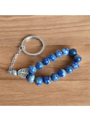 Mga Doğaltaş Sodalit Taşı Anahtarlık Tesbih  Sodalit Taşı Anahtarlık Doğal Tesbih Model Doğal Taş Çelik