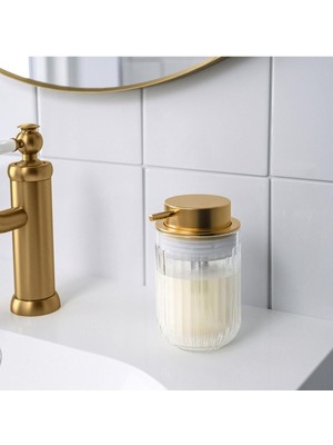 IKEA Cam Gold Başlıklı Sıvı Sabunluk Meridyendukkan Cam-Altın Rengi 350 ml Altın