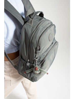 Eftrendi Unisex Suya Dayanıklı Kumaş Laptop Bölmeli 3 Gözlü Koyu Gri Renk Okul Seyahat Sırt Çantası