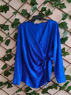 Çınar Butik Saten Gömlek Saks Mavisi - S