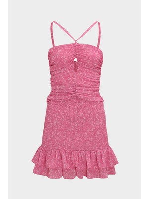 Açelya Okcu Eteği Gipeli Büzgü Detaylı Slim Fit Kadın Mini Elbise