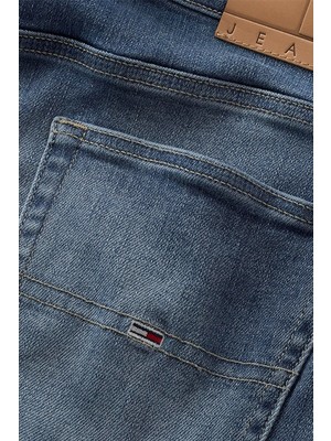 Tommy Hilfiger Erkek  Klasik 5 Cepli Mavi Denim Jeans