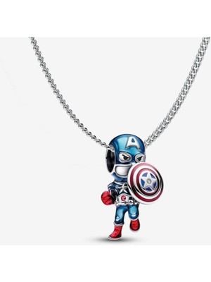 Acousticworld  Avengers Kaptan Amerika  Charm Çelik Kolye Seti  Hediyelik Şık Aksesuar Takı