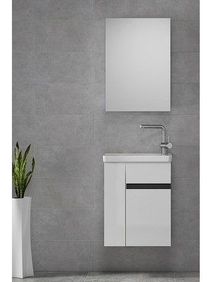 Alfa Banyo Miniço-Raflı Sb-Ebeveyn 50 cm x 32 cm Ayna Dolaplı Lavabolu Mdf Banyo Dolabı Seti**hazır Kurulu**