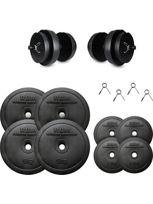 Dambıl 32 kg Dambıl Seti 2 Adet Kısa Bar ve 4 Adet Sıkıştırma Aparatı ile