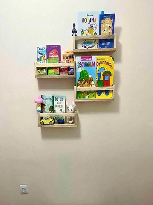 Ser Ticaret Dekoratif Ahşap 4'lü Ters Düz Model Banyo Rafı Ters Düz Raf 45CM Li