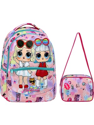 Çanta Trend Ilkokul Renkli Desenli Kız Çocuk Ilkokul Çantası + Beslenme Çantası