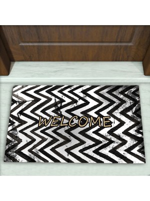 Zigzag Çizgili Desenli Dekoratif Kapı Önü Paspası No: 1013