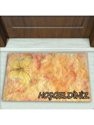 Kelebek Desenli Dekoratif Kapı Önü Paspası No: 1109
