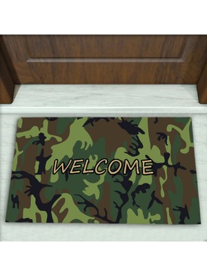 Colorix Carpet Kamuflaj Desenli Dekoratif Kapı Önü Paspası No: 1253