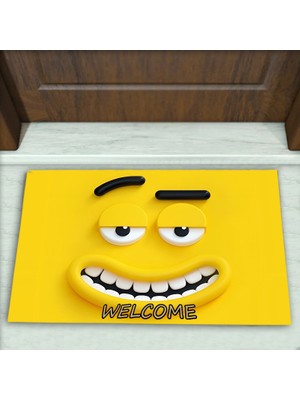 Gülen Yüz Desenli Dekoratif Kapı Önü Paspası No: 1783