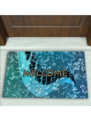 Müzik Nota Desenli Dekoratif Kapı Önü Paspası No: 1151