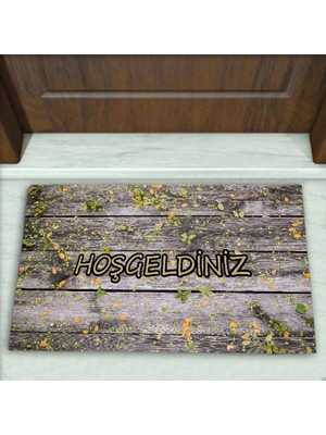 Parke Yaprak Desenli Dekoratif Kapı Önü Paspası No: 1368