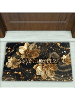 Colorix Carpet Çiçek Desenli Dekoratif Kapı Önü Paspası No: 1743