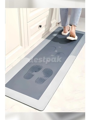 Destpak 40X120CM Su Emici Kaymaz Tabanlı Banyo Paspası - Mutfak Tezgah Önü Paspası - Uzun Kaymaz Paspas