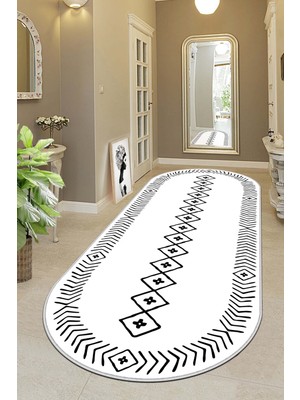 West Home Makinede Yıkanabilir Kaymaz Taban Leke Tutmaz Oval Yolluk Ev Dekorasyonu Için Beyaz Kesme Yolluk