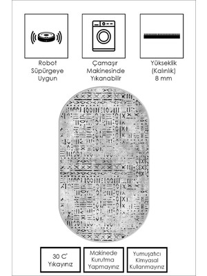 West Home Makinede Yıkanabilir Kaymaz Taban Leke Tutmaz Oval Yolluk Ev Dekorasyonu Için Gri Kesme Yolluk