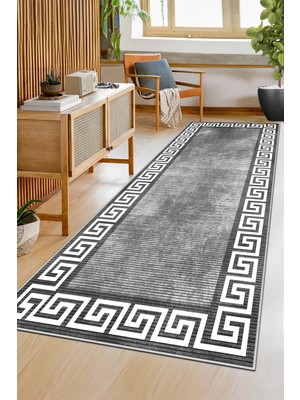 West Home Makinede Yıkanabilir Kaymaz Taban Leke Tutmaz Oval Yolluk Ev Dekorasyonu Için Gri Kesme Yolluk