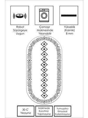 West Home Makinede Yıkanabilir Kaymaz Taban Leke Tutmaz Oval Yolluk Ev Dekorasyonu Için Beyaz Kesme Yolluk