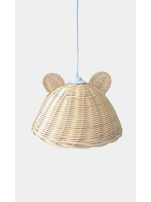 Bilge Bohem 20-37 cm Çocuk Odası Rattan Bambu Hasır Avize, Kulaklı Avize Rustik Bambu E27 Bej 1 Bebek / Çocuk O