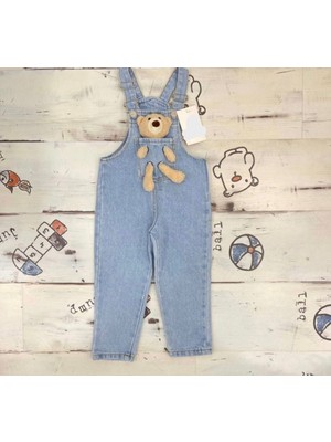 Miss Kids Unisex Ayıcıklı Yumuşak Kot Salopet Tulum Ayarlanabilir Askılarıyla Rahat ve Şık bir seçenektir