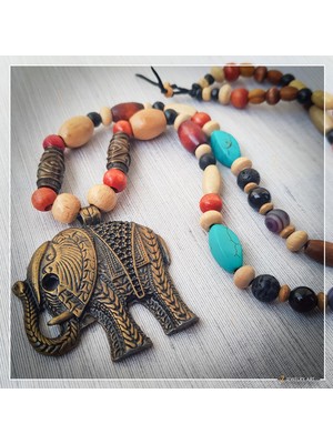 Z Jewelry Art Bajah - Etnik Otantik Bohem Kadın Erkek Unisex Fil Kolye