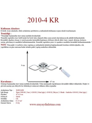 Eray Aydınlatma 2010-4 Krom Dimmer Kumandalı LED Avize