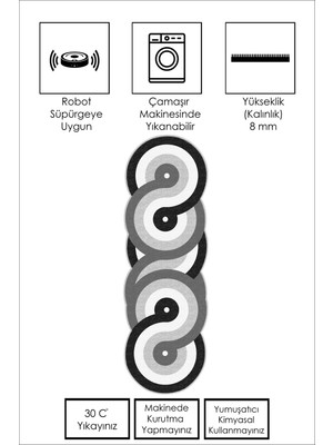 Ruglod Makinede Yıkanabilir Kaymaz Taban Leke Tutmaz Oval Yolluk Ev Dekorasyonu Için Gri Kesme Yolluk