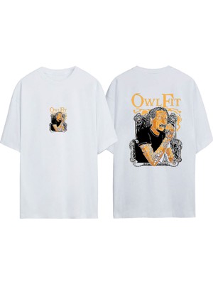 Unisex Albert Enistein Tasarım Baskılı Pamuk Beyaz Oversize T-Shirt