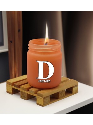 Bk Gift Kişiye Özel Dtf Isimli Somon Renkli Cam Kavanozda Kokulu Mum-2, Arkadaşa Hediye, Sevgiliye Hediye, Doğum Günü Hediyesi