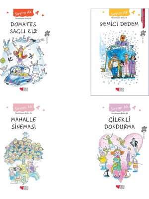 Domates Saçlı Kız - Gemici Dedem - Mahalle Sineması - Çilekli Dondurma 4 Kitap - Sevim Ak