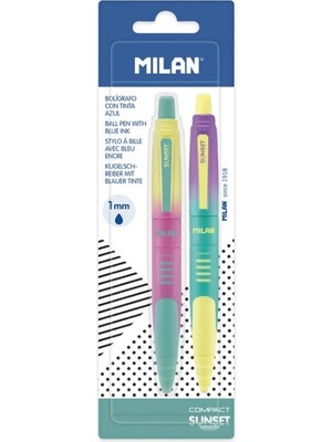 Milan Sunset Compact 2'li Tükenmez Kalem Seti (Mavi Mürekkep)