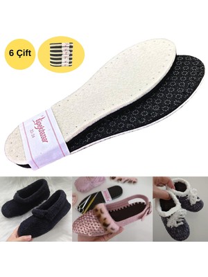 İpekbazaar 6 Çift Beyaz Keçe Kaydırmazdelikli Hobi Örgü Panduf Patik Tabanı