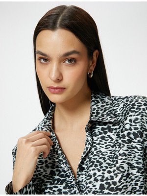 Koton Leopar Desenli Gömlek Uzun Kollu Düğmeli