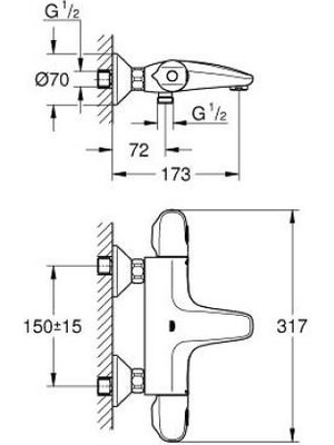 Grohe Grohtherm 1000 Termostatik Banyo / Duş Bataryası 1/2" - 348162433