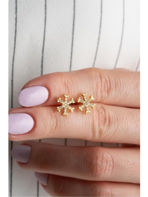 Silvano Jewelry 925 Ayar Gold Kartanesi Gümüş Küpe