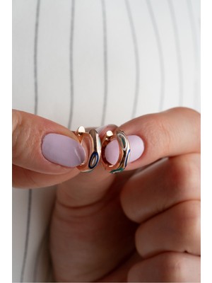 Silvano Jewelry 925 Ayar Rose Gümüş Mineli Halka Küpe