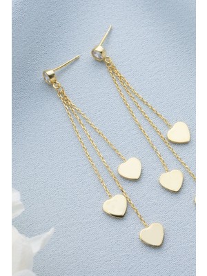 Silvano Jewelry 925 Ayar Gümüş Sallantılı Kalp Küpe