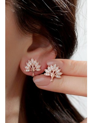 Silvano Jewelry 925 Ayar Gümüş Çınar Ağacı Çivili Küpe