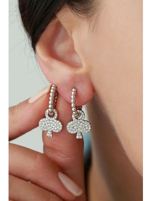 Silvano Jewelry 925 Ayar Gümüş Maça Taşlı Küpe