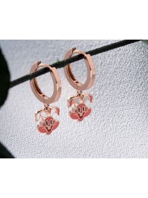 Silvano Jewelry 925 Ayar Gümüş Rose Mineli Tavşan Çocuk Küpe